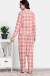 Zivame Checkered Charm Flannel Pyjama Set - Coral Cloud — thumbnail 4